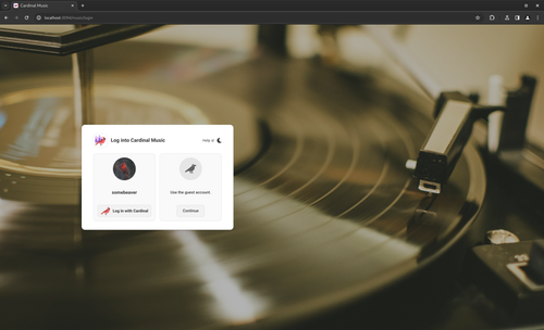Cardinal Music login screen