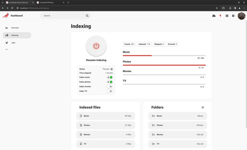 Indexing in Cardinal Home Server