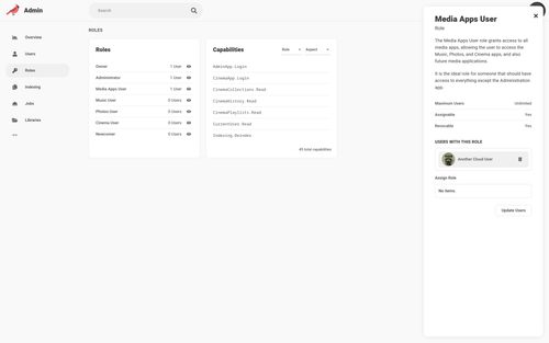 Apply role-based access control roles to users in Cardinal Media Server